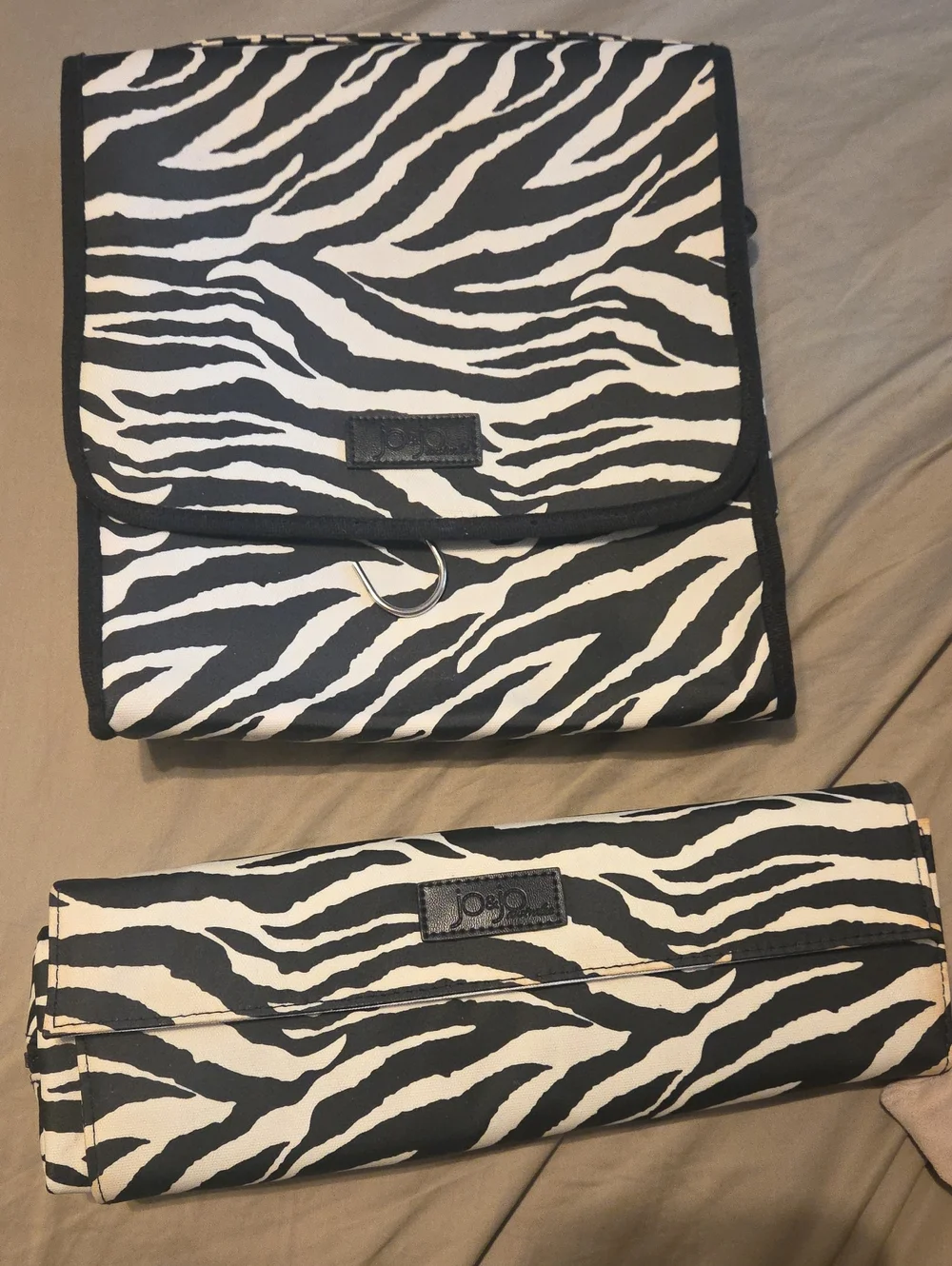 Zebra Print Hanging Organizer - Black & White & Styling Tool Bag And Heat Mat